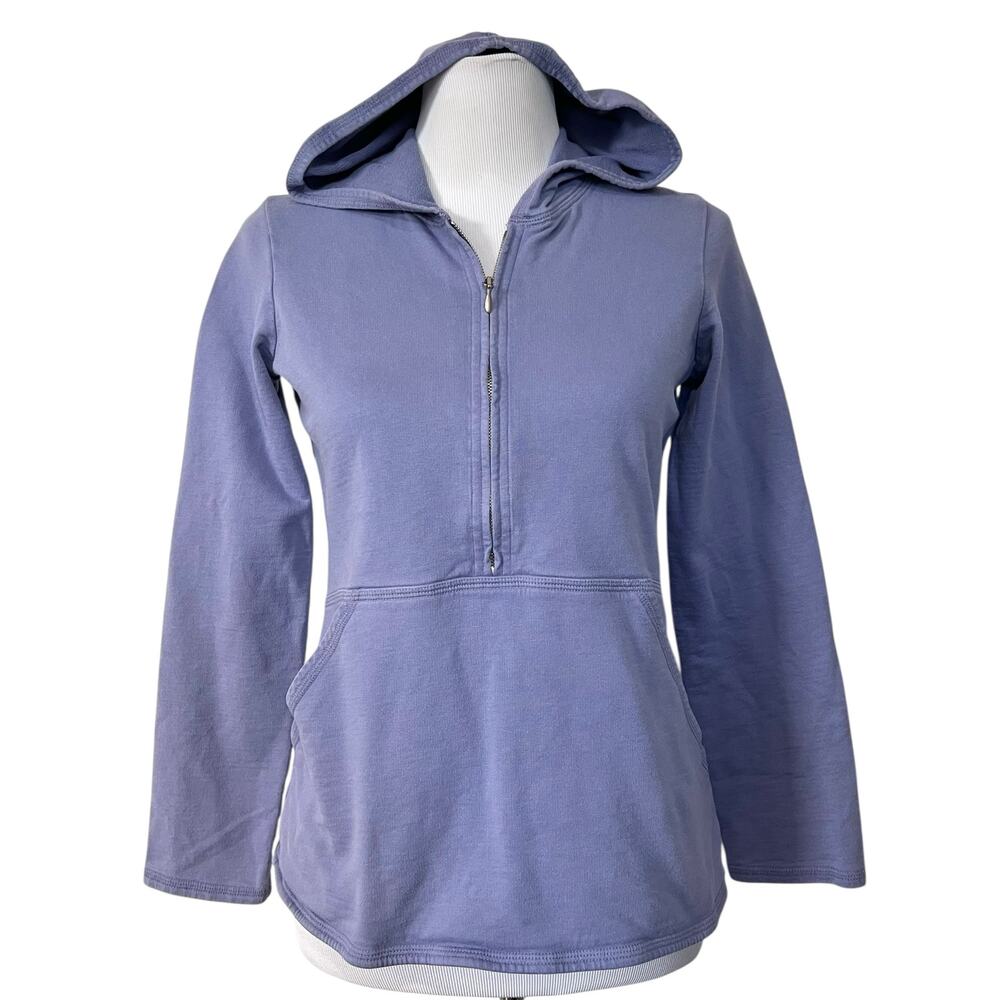 J Jill Hoodie 1/2 Zip Pullover Light Purple Kangaroo Pockets 100% Cotton XS